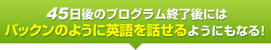 45日後のプログラム終了後には、パックンのように英語を話せるようにもなる！